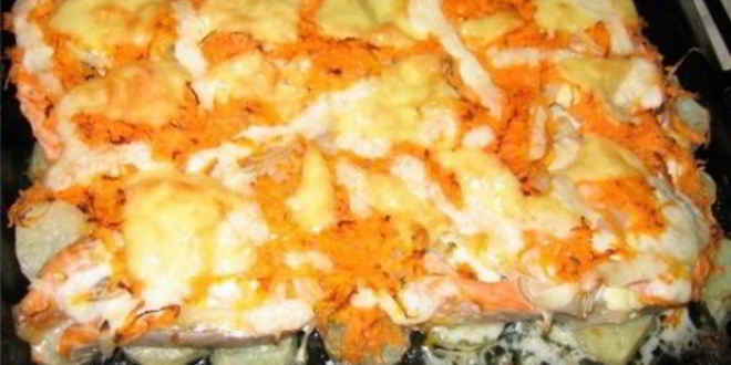 Рецепт лосося, запеченного с картофелем и сыром