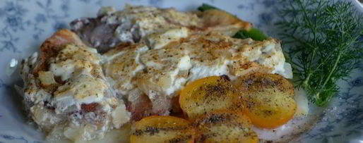 Шаг 5: рыбы, запеченной с жареным хреном и луком