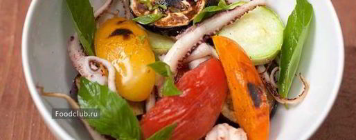 Шаг 6: щупальцев кальмара с овощами на гриле