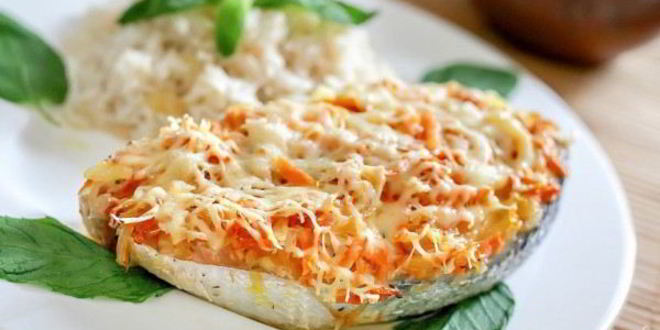 Рецепт семги с овощами, запеченная в духовке