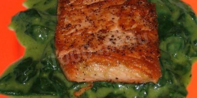 Рецепт семги со шпинатом в сливочном соусе