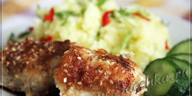 Рецепт жаренного налима в панировке с кунжутом