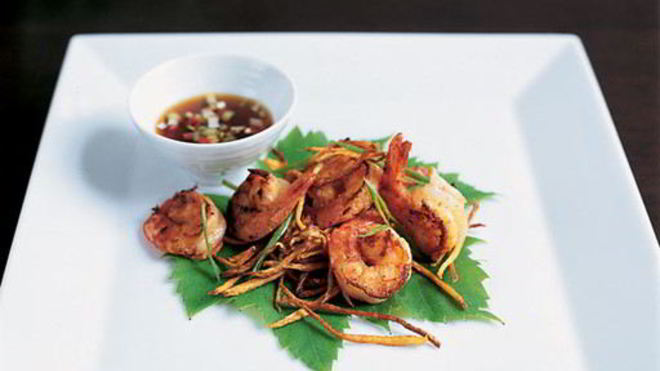 Рецепт Жареных креветок с хариссой и имбирем