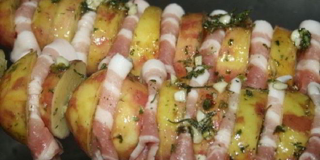 Рецепт шашлыка из картофеля и грудинки