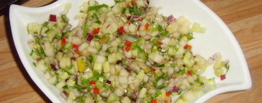 Шаг 2: стейка из лосося с грушевой сальсой и картофельным гратеном