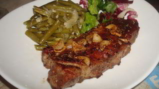 Рецепт Стриплойна — стейка с зеленой фасолью