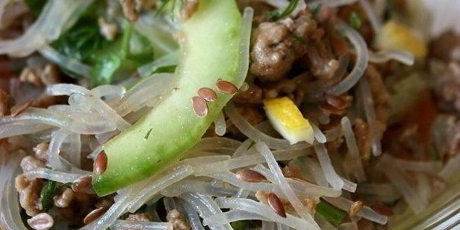 Рецепт стеклянной лапши с фаршем и овощами