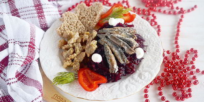 Рецепт свекольного гарнира с килечкой