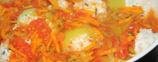 Шаг 5: фаршированных перцев и тефтели со свининой, курицей и кабачком