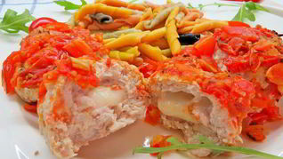 Рецепт Тефтелей из индейки с моцареллой в томатном соусе