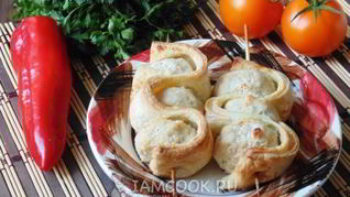 Рецепт Тефтелей со слоеным тестом на шпажках