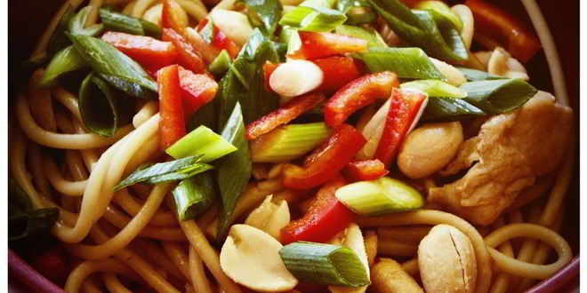 Рецепт восточной лапши удон с арахисом и имбирем