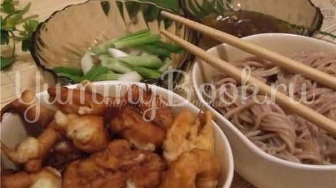 Рецепт Зару соба Гречневая лапша, овощи темпура и креветки