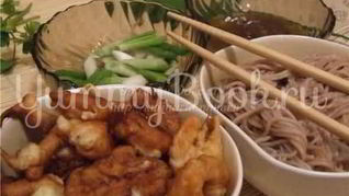 Рецепт Зару соба Гречневая лапша, овощи темпура и креветки