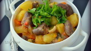 Рецепт Острого жаркого с куриными сердечками и картофелем