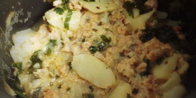 Рецепт жаркого из картофеля с грибами и фаршем