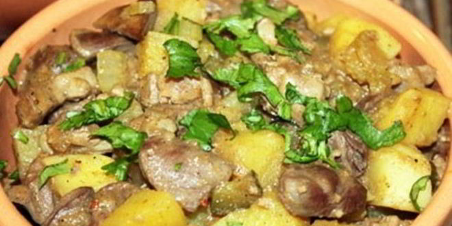 Рецепт жаркого из куриных потрохов