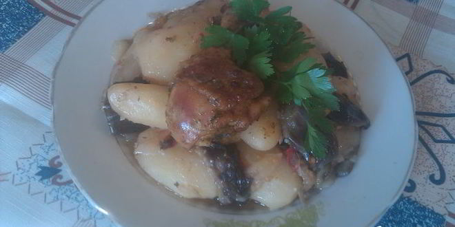 Рецепт жаркого из курицы с картофелем и баклажанами