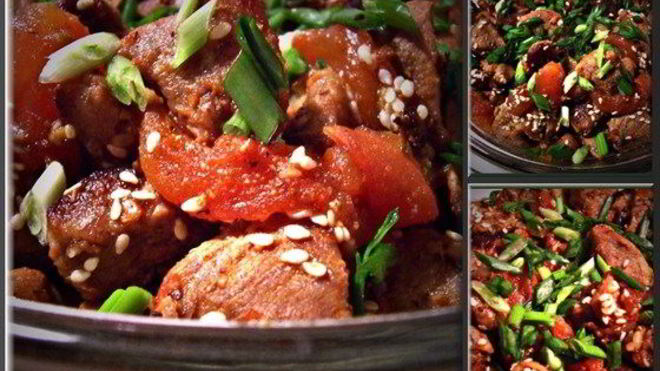 Рецепт Жаркого из свинины со сладким перцем и помидорами