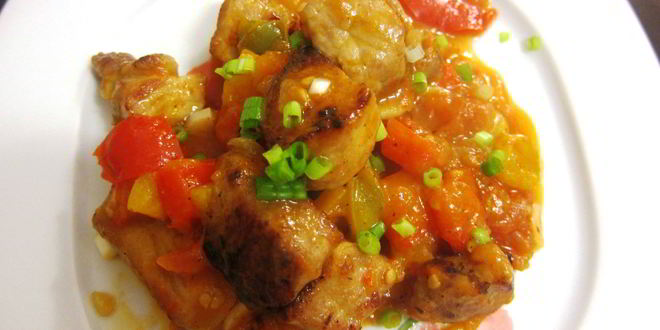 Рецепт жаркого из свинины со сладким перцем и помидорами