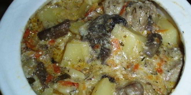 Рецепт жаркого с мясом и грибами