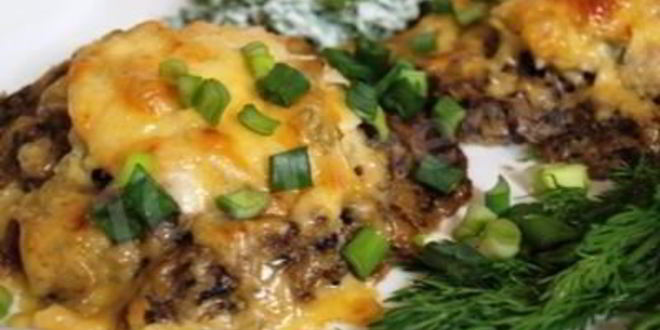 Рецепт открытых куриных зраз с грибами в духовке