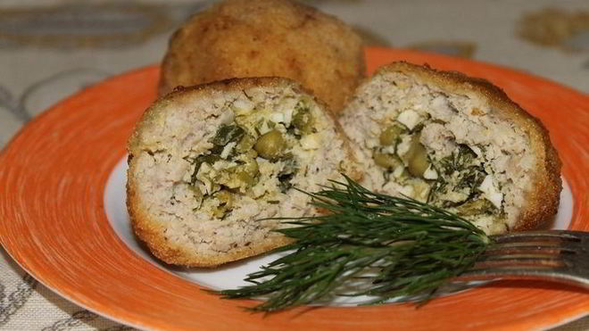 Рецепт Зраз с зеленым горошком и зеленью