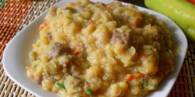 Рецепт гороховой каши с мясным фаршем в мультиварке