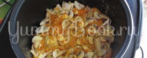 Шаг 2: гречки с грибами, куриной печенью и сердцами в мультиварке