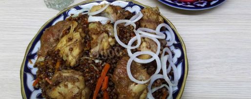 Шаг 8: гречки с куриным мясом в казане