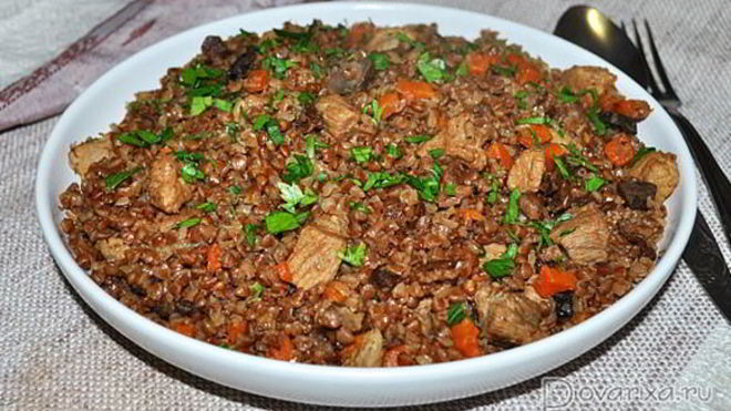 Рецепт Гречки с мясом и грибами в мультиварке