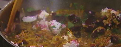 Шаг 9: гречки с овощами, козьим сыром и белым вином