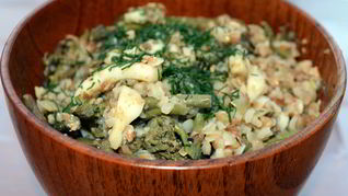 Рецепт Гречки с папоротником и кальмарами