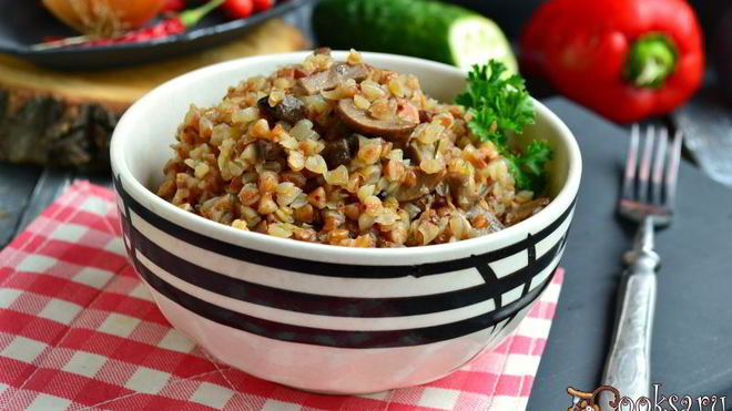 Рецепт Гречки с шампиньонами в микроволновке