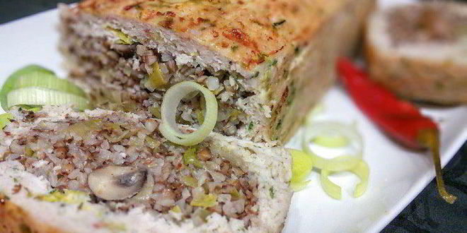Рецепт гречневой каши с шампиньонами в мясном хлебце