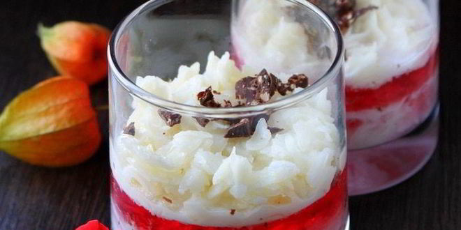 Рецепт каши из рисовых хлопьев с вишневым желе