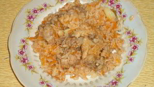 Рецепт Каши рисовой с курицей на воде