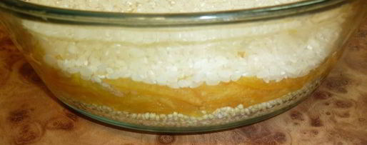 Шаг 2: каши слоеной из двух круп с тыквой