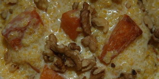 Рецепт кукурузной каши с тыквой и грецкими орехами
