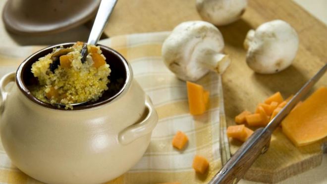 Рецепт Кукурузной каши с тыквой и грибами