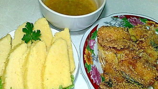 Рецепт Мамалыги с муждеем и жареной рыбой