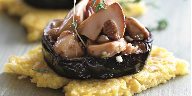 Рецепт поленты с баклажанами и грибами