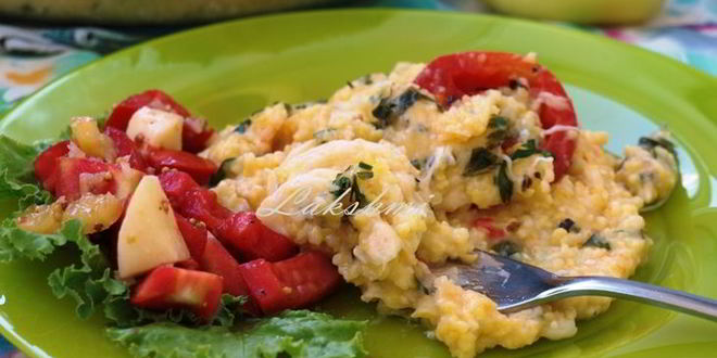 Рецепт поленты запеченной с помидорами и моцареллой