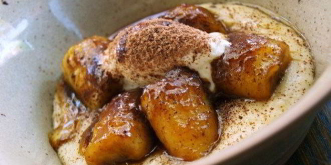 Рецепт манной каши с соте из бананов и кремом из маскарпоне
