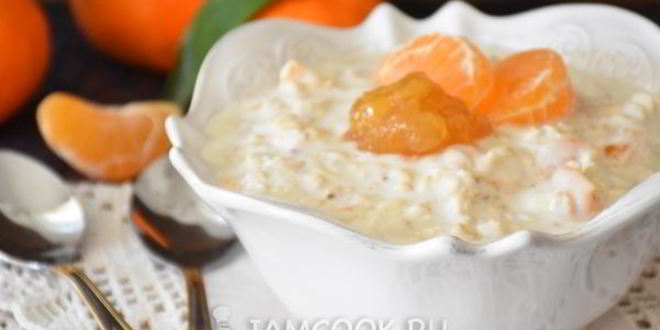 Рецепт ленивой овсяной каши с апельсиновым джемом