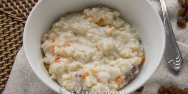 Рецепт овсяной каши на молоке с тыквой и изюмом