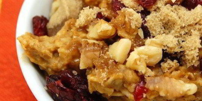 Рецепт тыквенной овсяной каши с вяленой клюквой