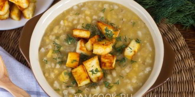 Рецепт гороховой каши с перловкой и сыром