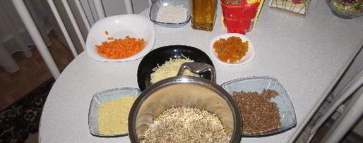 Шаг 2: каши с курицей и курагой