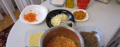 Шаг 3: каши с курицей и курагой